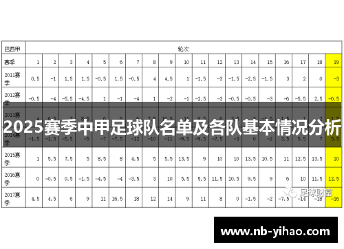 2025赛季中甲足球队名单及各队基本情况分析